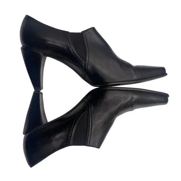 Stuart Weitzman Ankle Heeled Boots Pointed Toe Black Leather Sz 8W 73517 - Picture 14 of 15